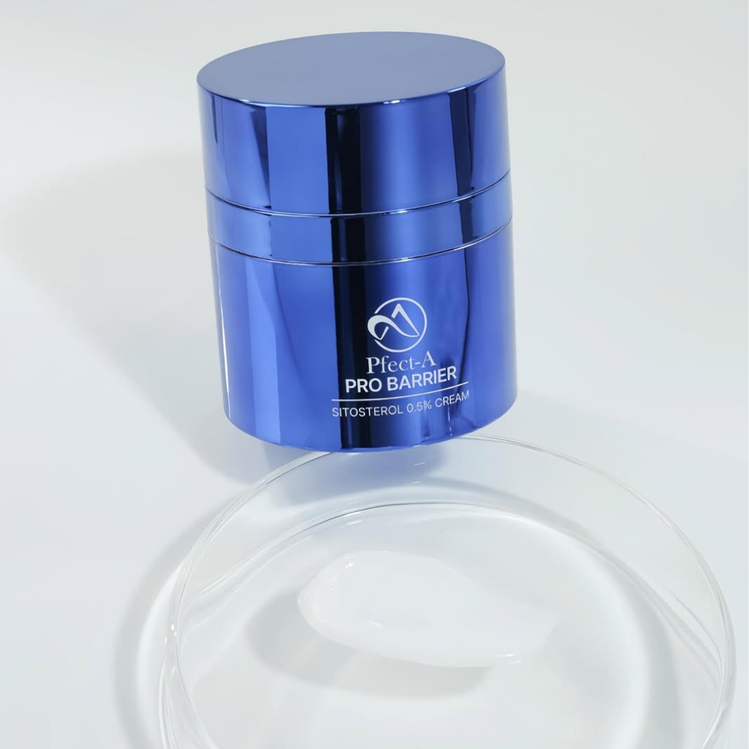 cream sitting on plastic display with blue shiny packaging